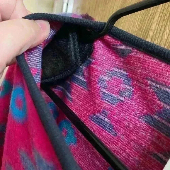 Vtg 80s David Wayne Neon Pink Aztec Southwest Print Cropped Fleece Cardigan Sz L - Picture 9 of 9